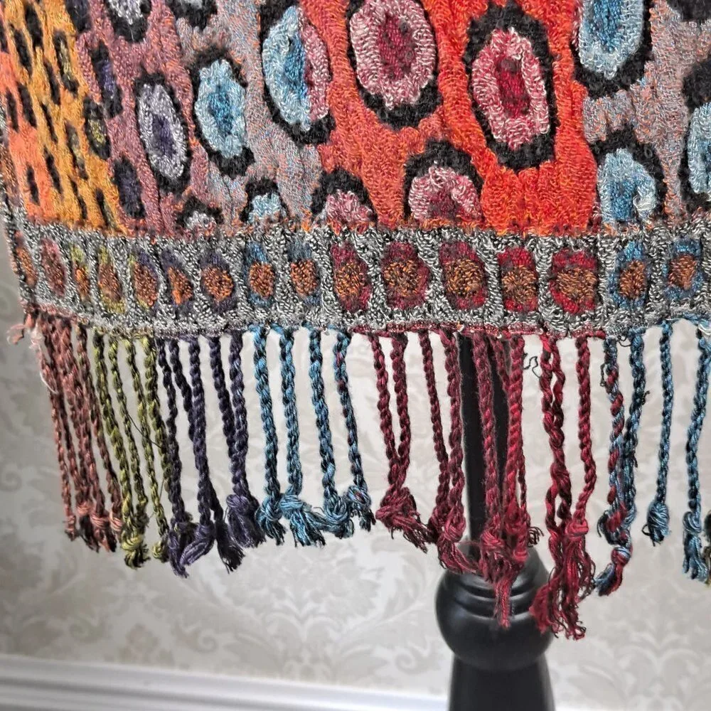 Silk Blend Oblong Scarf Fall Colors Fringed Ends Made in Nepal